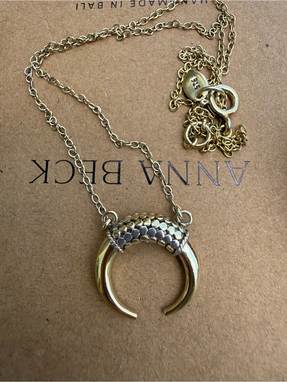 Anna Beck Gold and Silver Crescent Horn Necklace